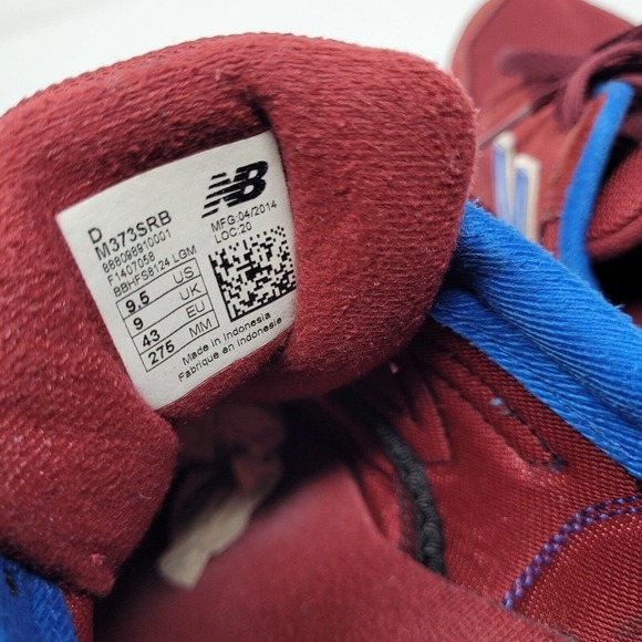 [SOLD]New Balance Shoes 9.5 Burgundy Red Blue Sneakers Lifestyle Classic M373SRB - Picture 11 of 16